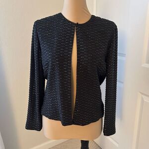 Barry Bricken Vintage Black Silk Long Sleeve Sequence Top